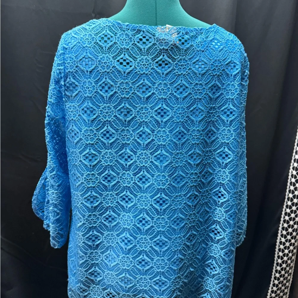 Ruby Rd. Vibrant Blue Lace Blouse - Picture 2 of 3